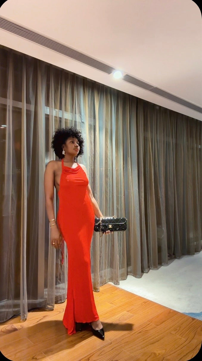 Robe Maxi Dos Nu Rouge - Halter & Roses