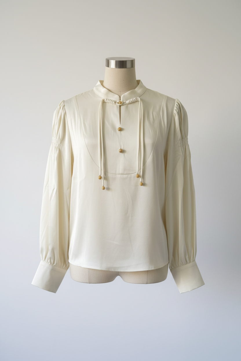 Blouse élégante blanche fond blanc