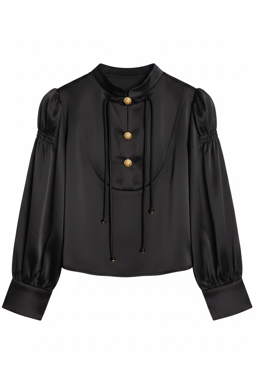 Blouse élégante noire fond blanc