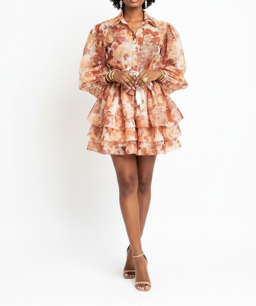 FA3593 pêche florale mannequin bouclée
