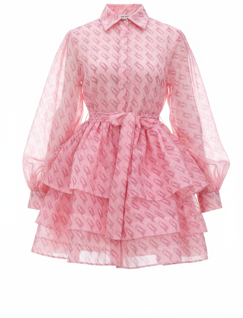 Robe Jardin d'Été Rose - organza bouffant