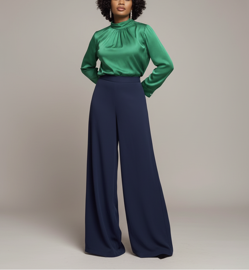 Pantalon évasé naturel - main derrière