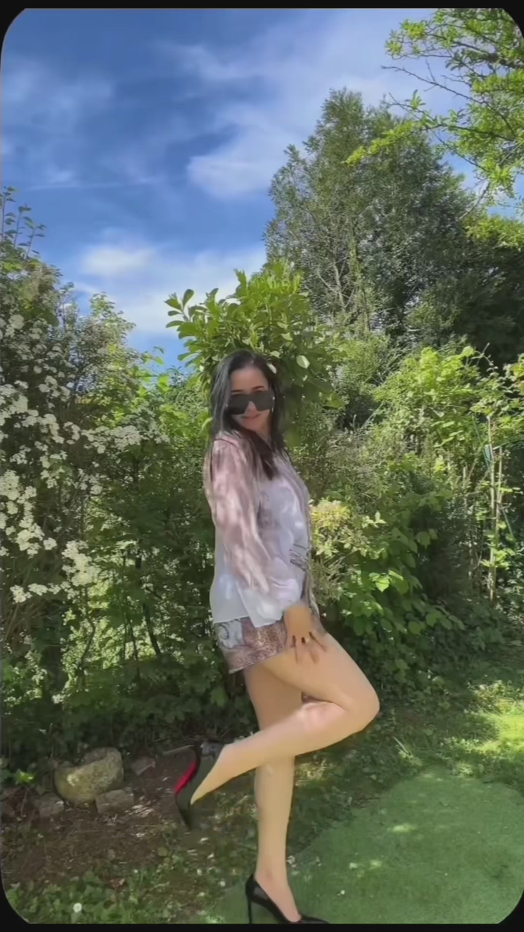 Ensemble Chiffon Fleuri — Rose Pâle