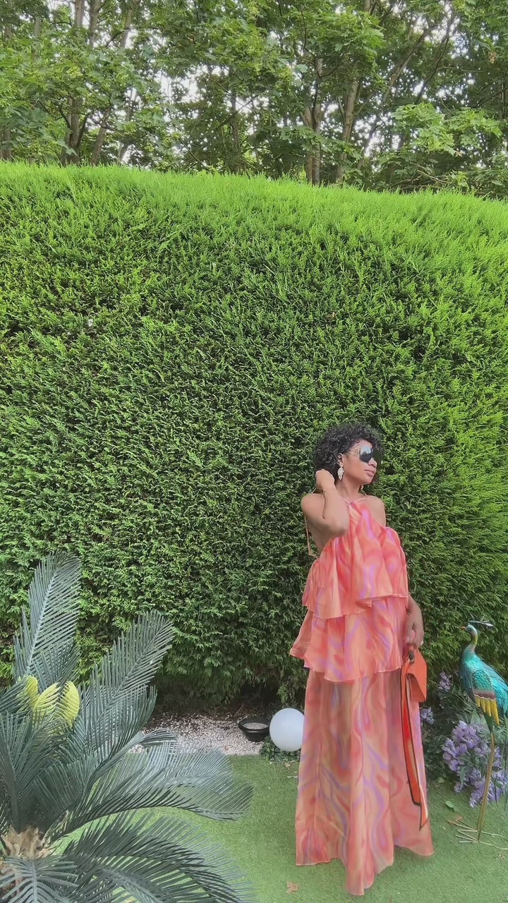 Robe Voile Transparente — Orange Pêche
