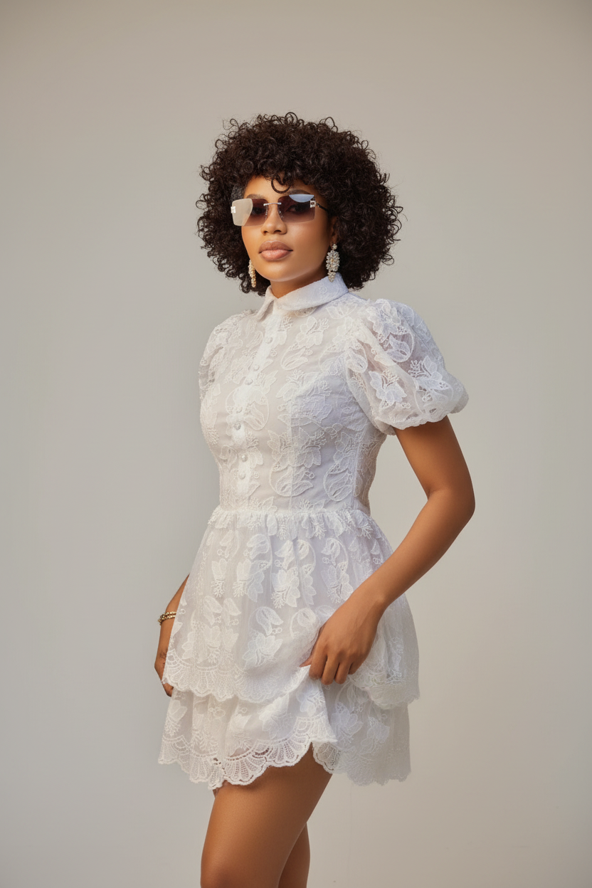 Robe blanche dentelle - angle 2
