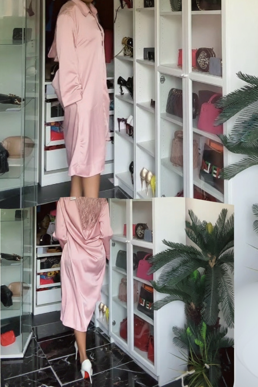 Robe rose pâle - face fond blanc