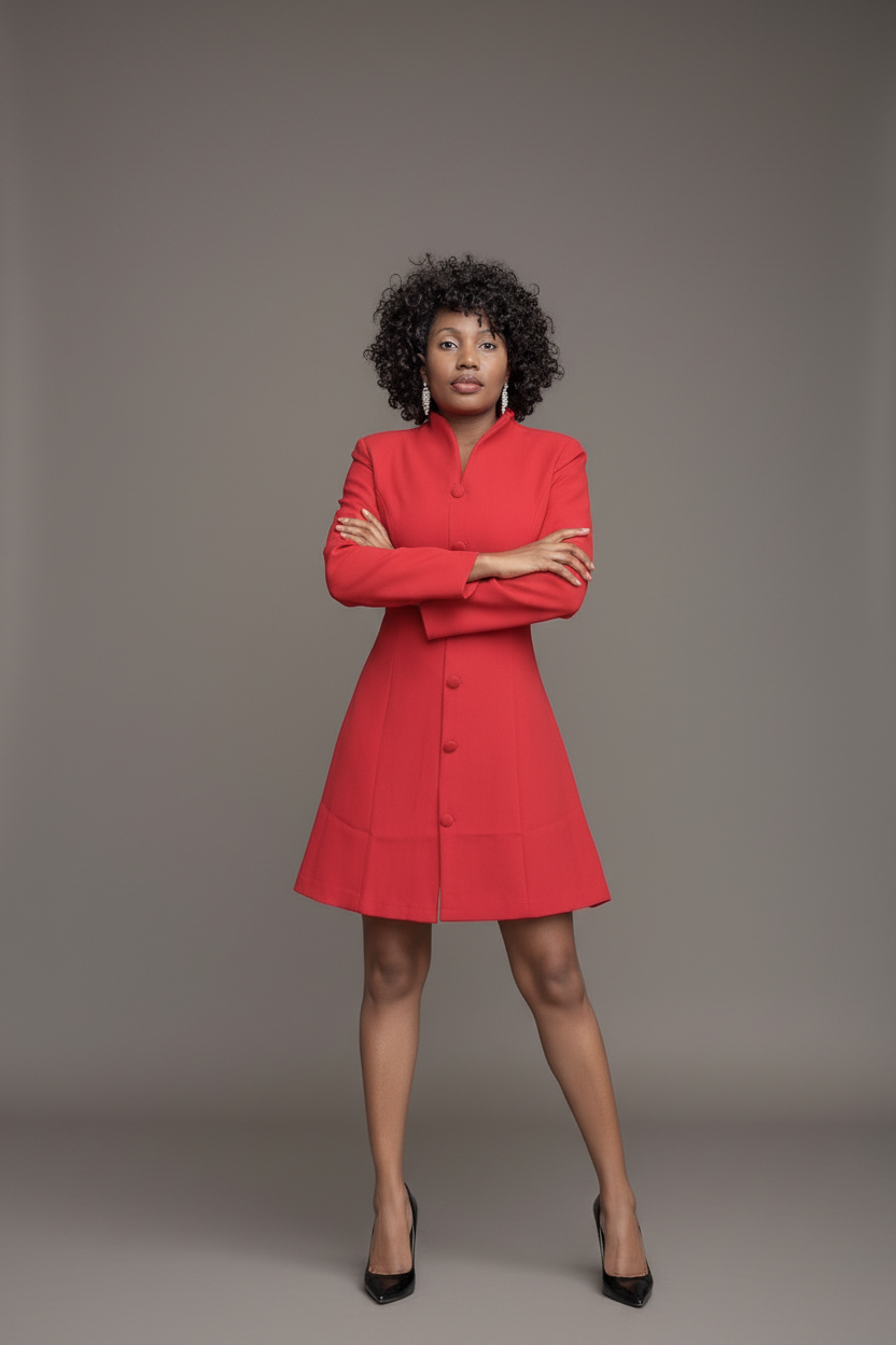 Robe rouge exacte - bras croisés CEO