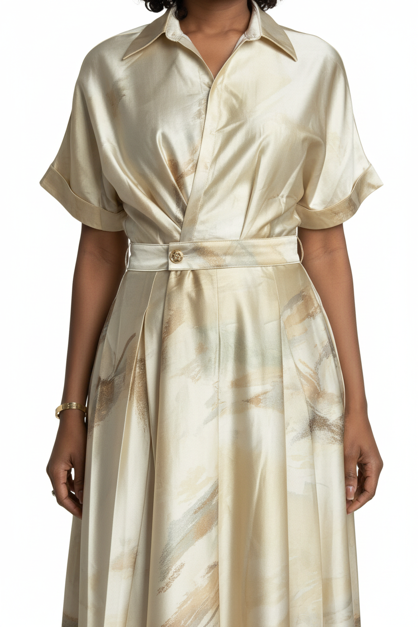 Zoom robe dorée satinée